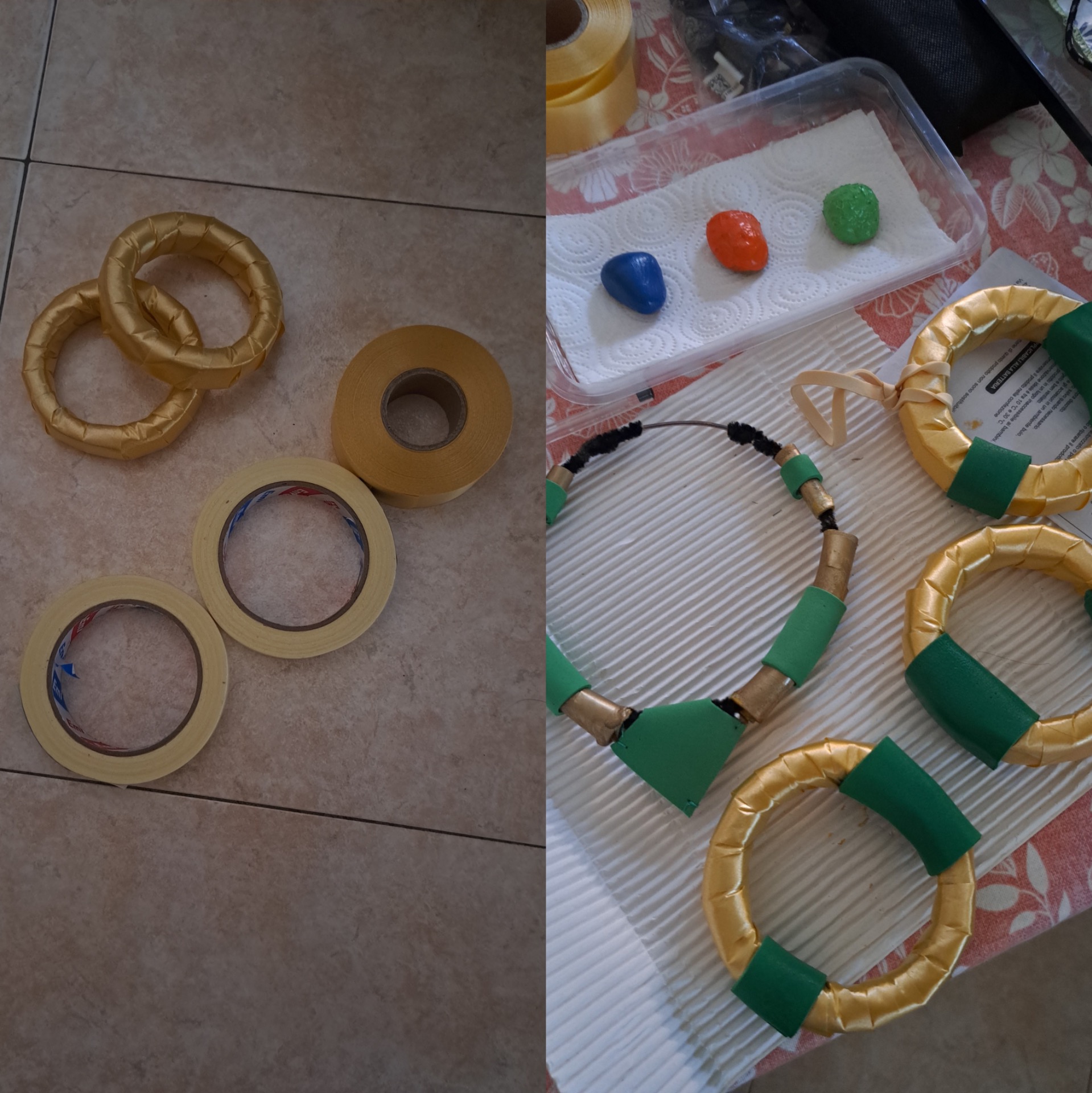 Work in progress dei bracciali e degli accessori, possiamo vedere anche la collana e le gemme degli elementi.